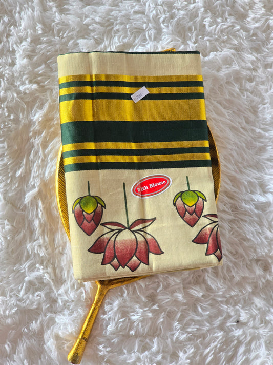 Tissue set saree with lotus design