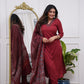 Cotton 3 pc salwar suit with V neck