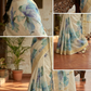 Semi silk saree with floral design- stitched blouse (sleeve)(34-42 size)