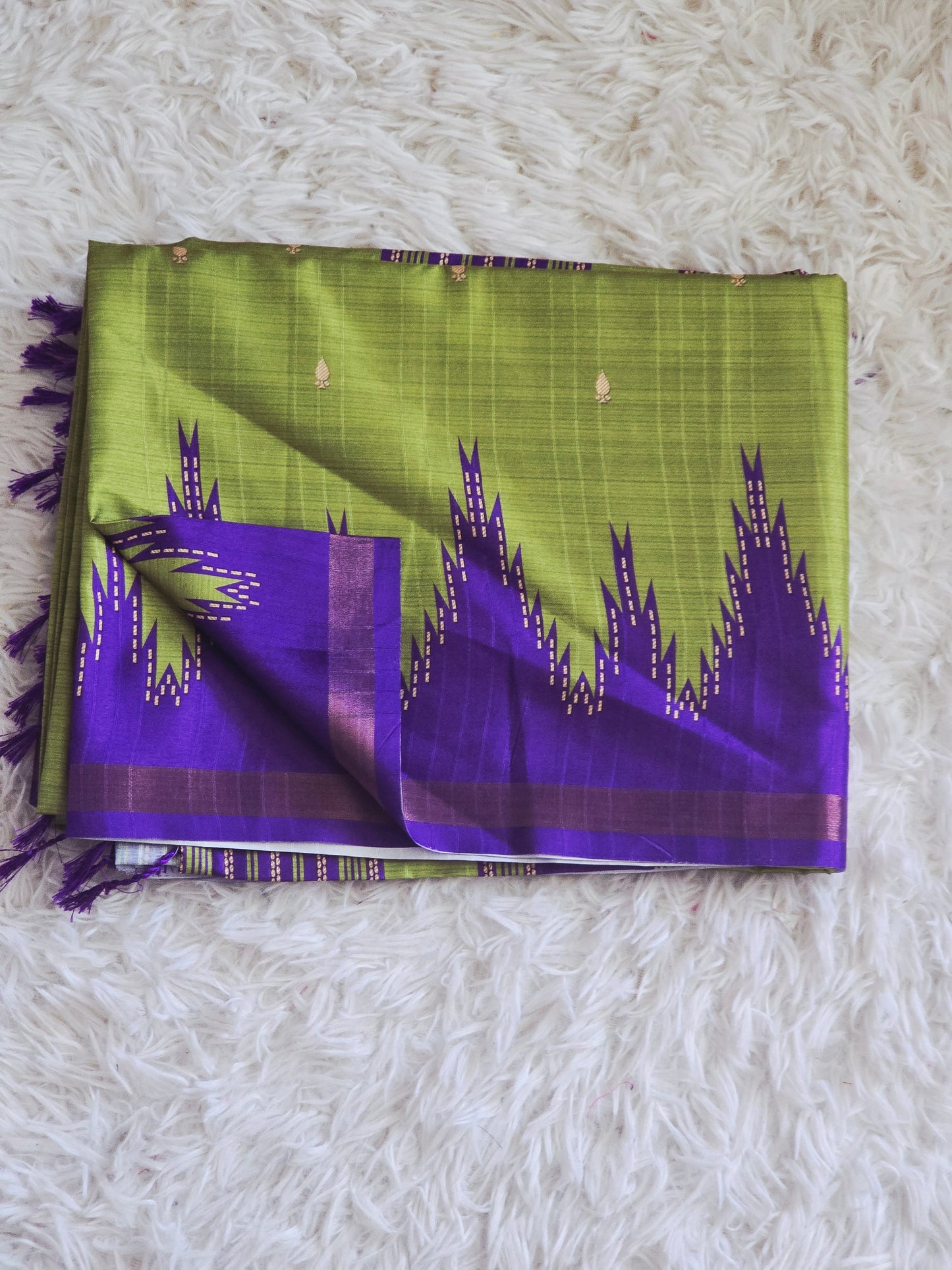 Semi silk saree green/ purple comb-BP