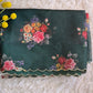 Semi organza saree with floral design- stitched blouse
