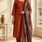 Semi raw silk 3pc salwar suit set(orange)