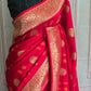 Banarasi saree with kadwa work border-stitched blouse