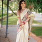 Premium tissue saree with block print-with stitched blouse