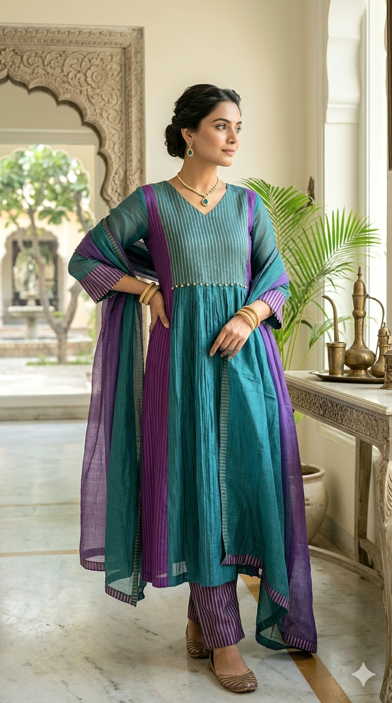 Mul chanderi 3 pc salwar suit set