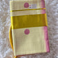 Tissue set saree with duel shade- pink polka dots