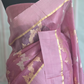 Pure kora organza silk saree with kadua border and design- mauve shade- Stitched blouse available