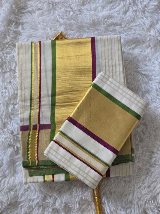 Set mund with green/purple/gold kasav