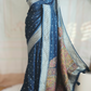 Munga silk saree with silver border- Stitched blouse
