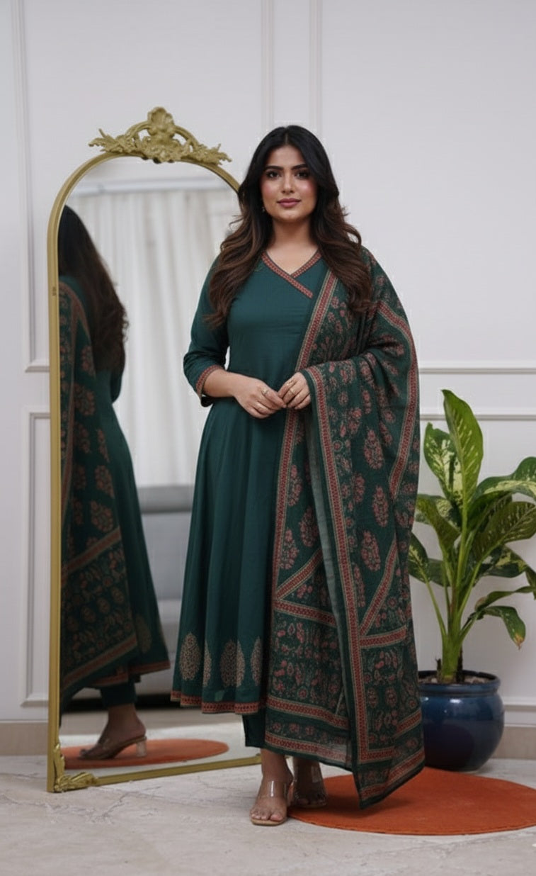Cotton 3 pc salwar suit set duplex pant style