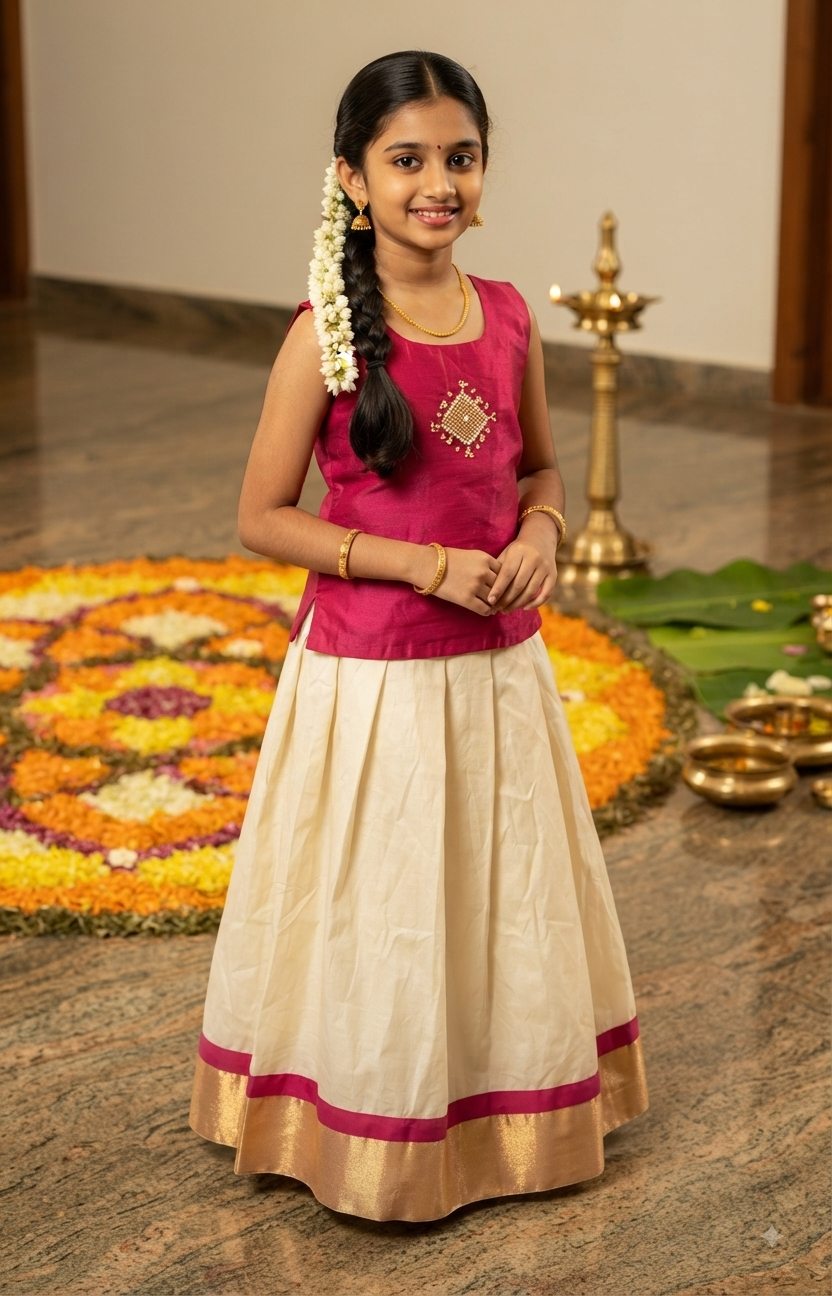 Onam skirt and top (9-12 yrs) size in the description