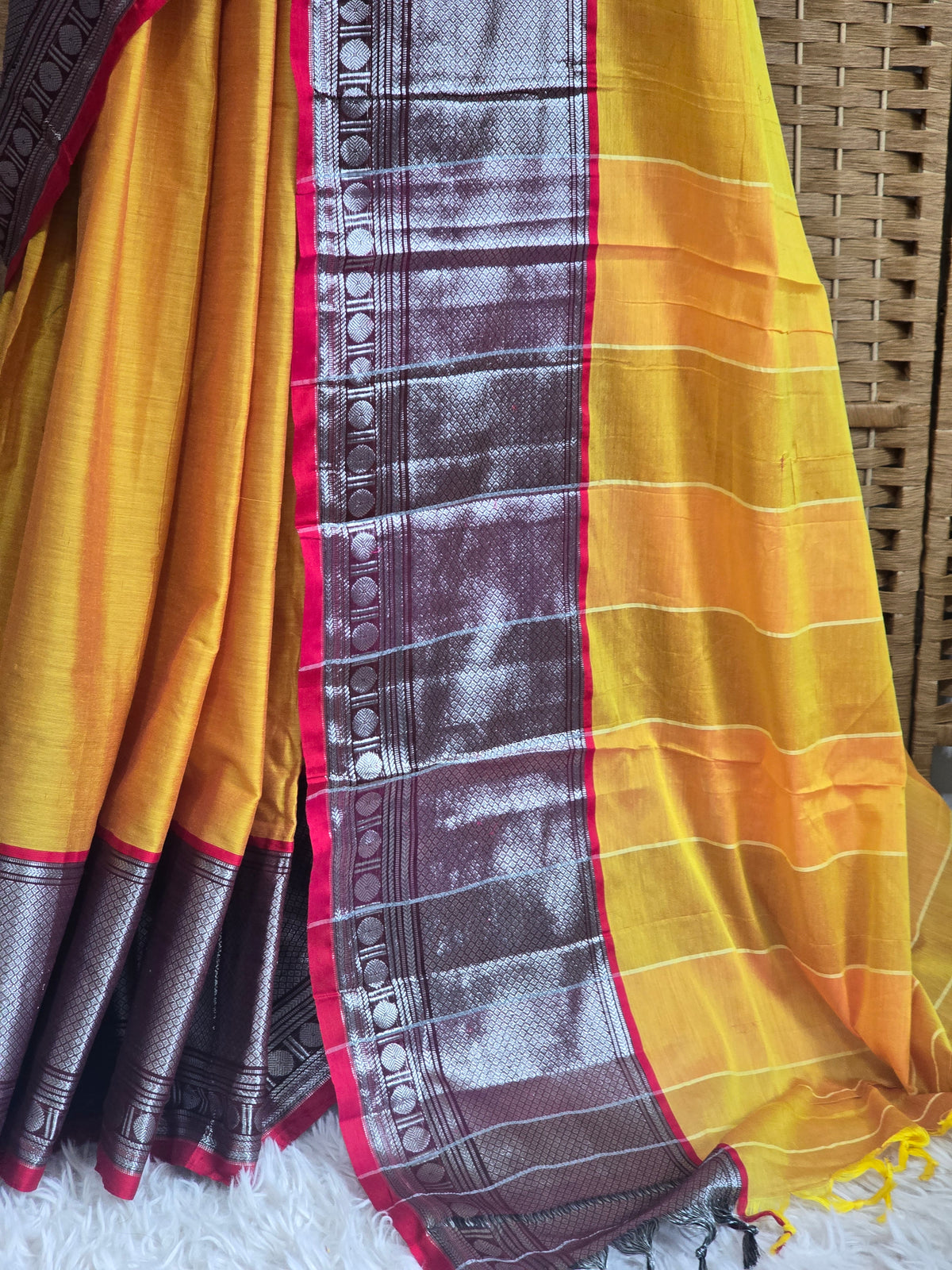 Narayanpet cotton saree with stitched blouse
