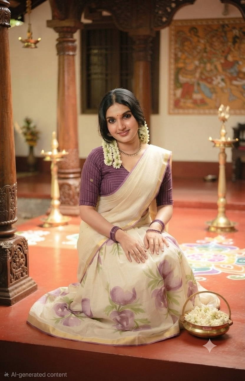 Dhavani set with purple floral design( XS-M)