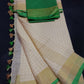 Pre book Onam saree- Linen by linen body check- Green- With blouse piece (delivery time 2 weeks)