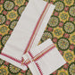 Premium cotton set mund with temple border- with matching printed blouse
