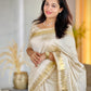 Semi silk onam saree with stitched blouse