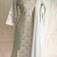 Bluish grey semi silk 3 pc salwar suit set