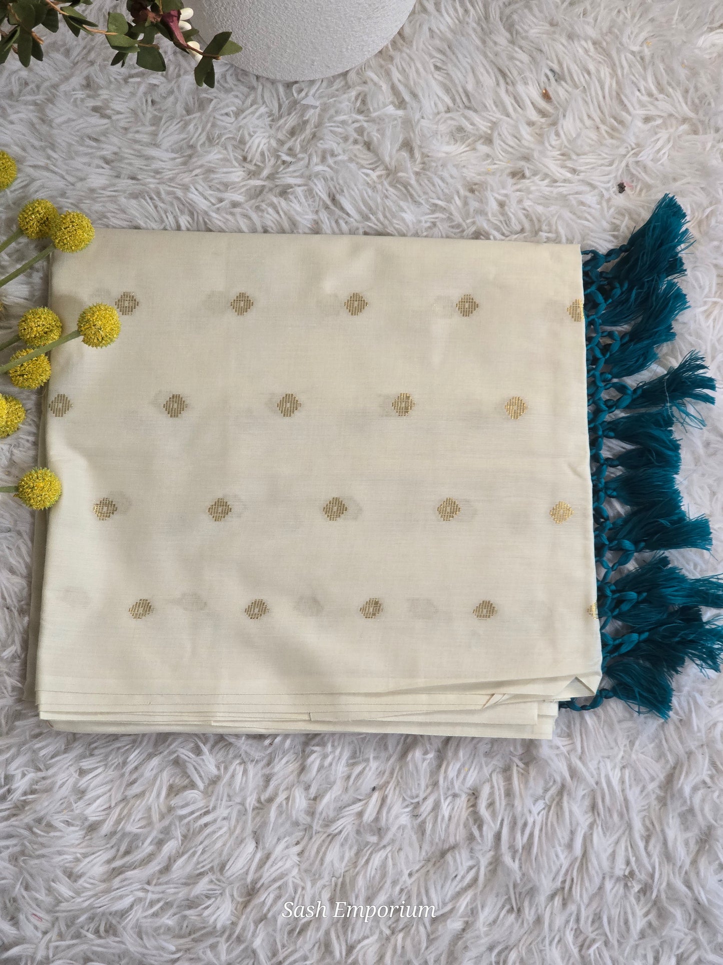 Cotton set saree with gold design