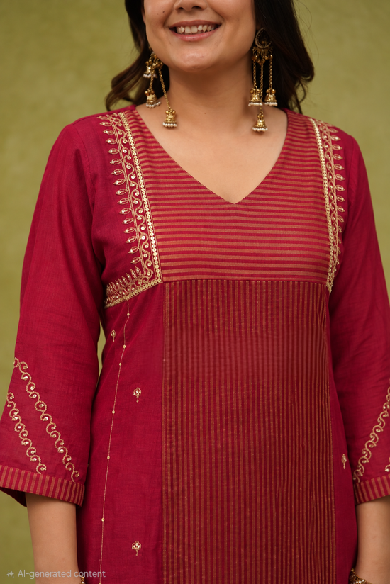 Mul chanderi 3 pc salwar suit set