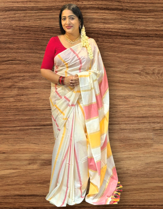 Onam cotton set saree with multi color