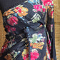 Black floral chiffon brasso saree with mirror and lace border - BP