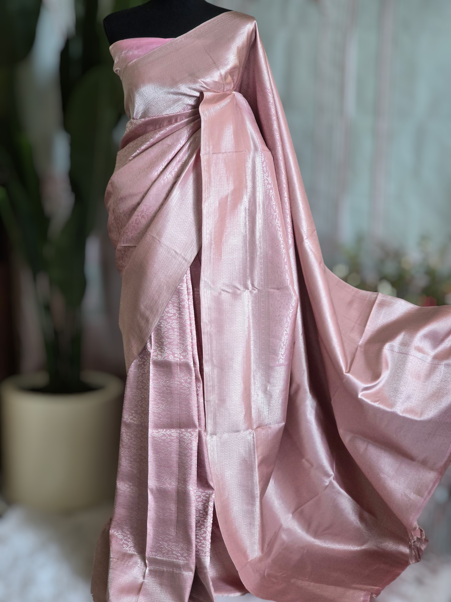 Soft brocade kancheepuram silk saree ( Rosegold) with BP