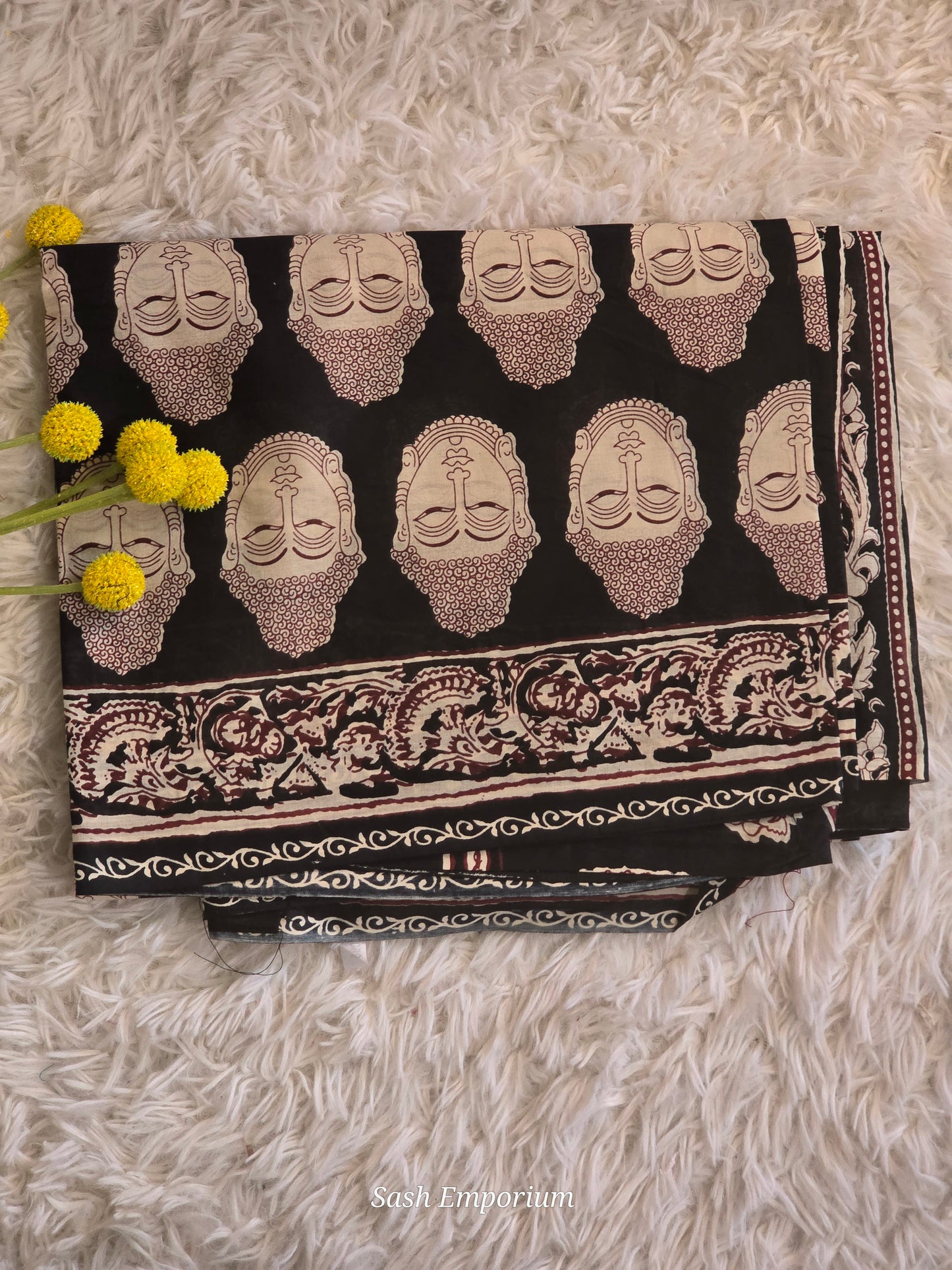 Soft cotton saree with budha design