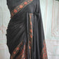 Modal silk saree with ajrakh print ( pleats and pallu)- Stitched blouse