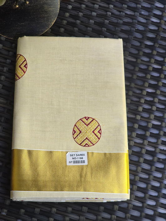 Tissue set sarew with gold embroidary
