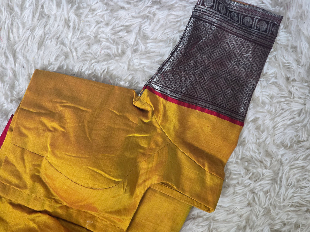 Narayanpet cotton saree with stitched blouse