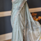 Pure organza silk saree with beads and stone work-stitched ( contrast) blouse