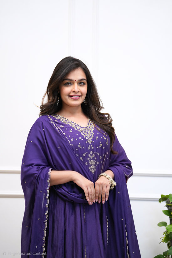Mul chanderi designer 3 pc salwar suit set