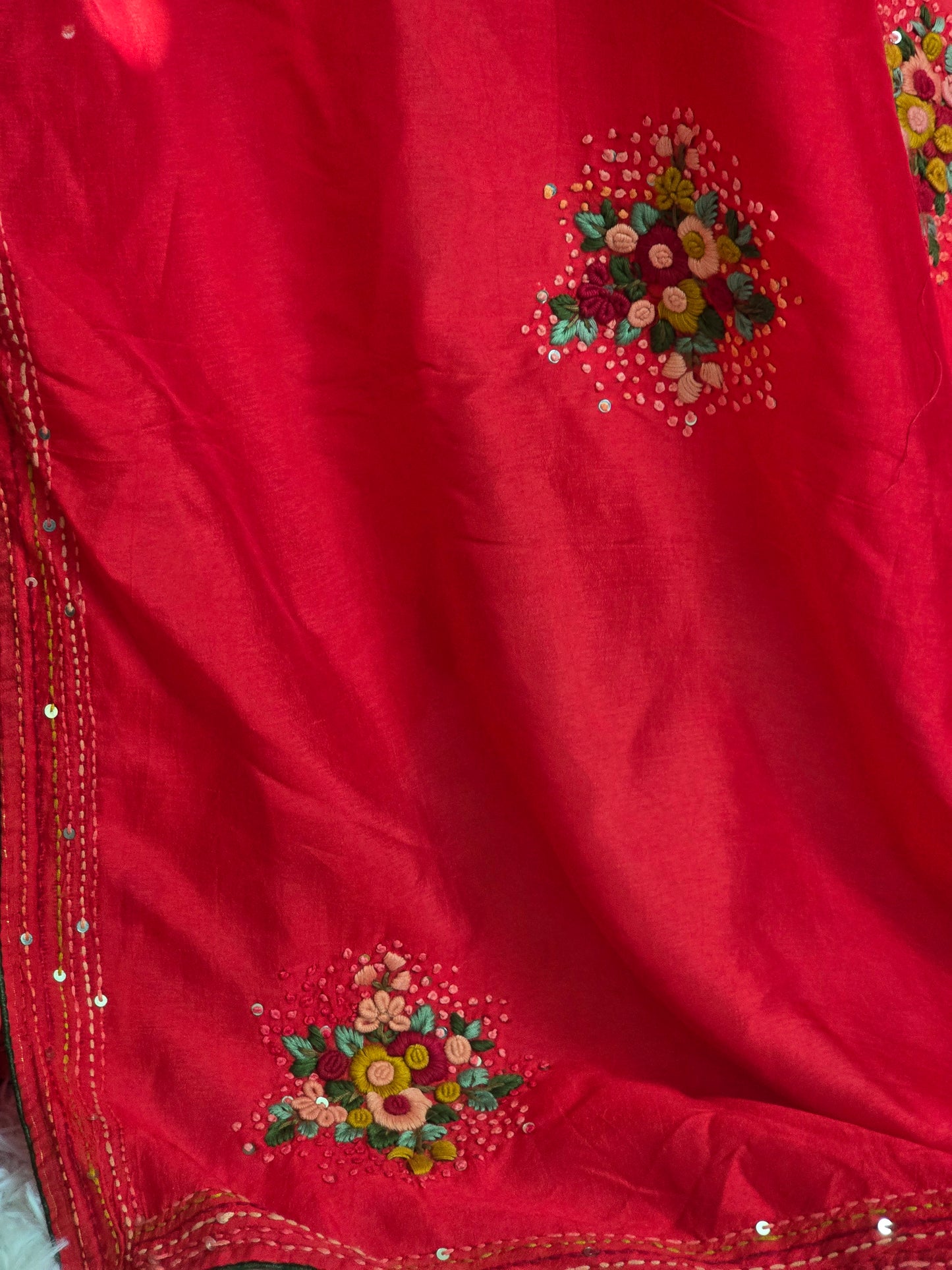 Soft tussar silk with kantha weaving
