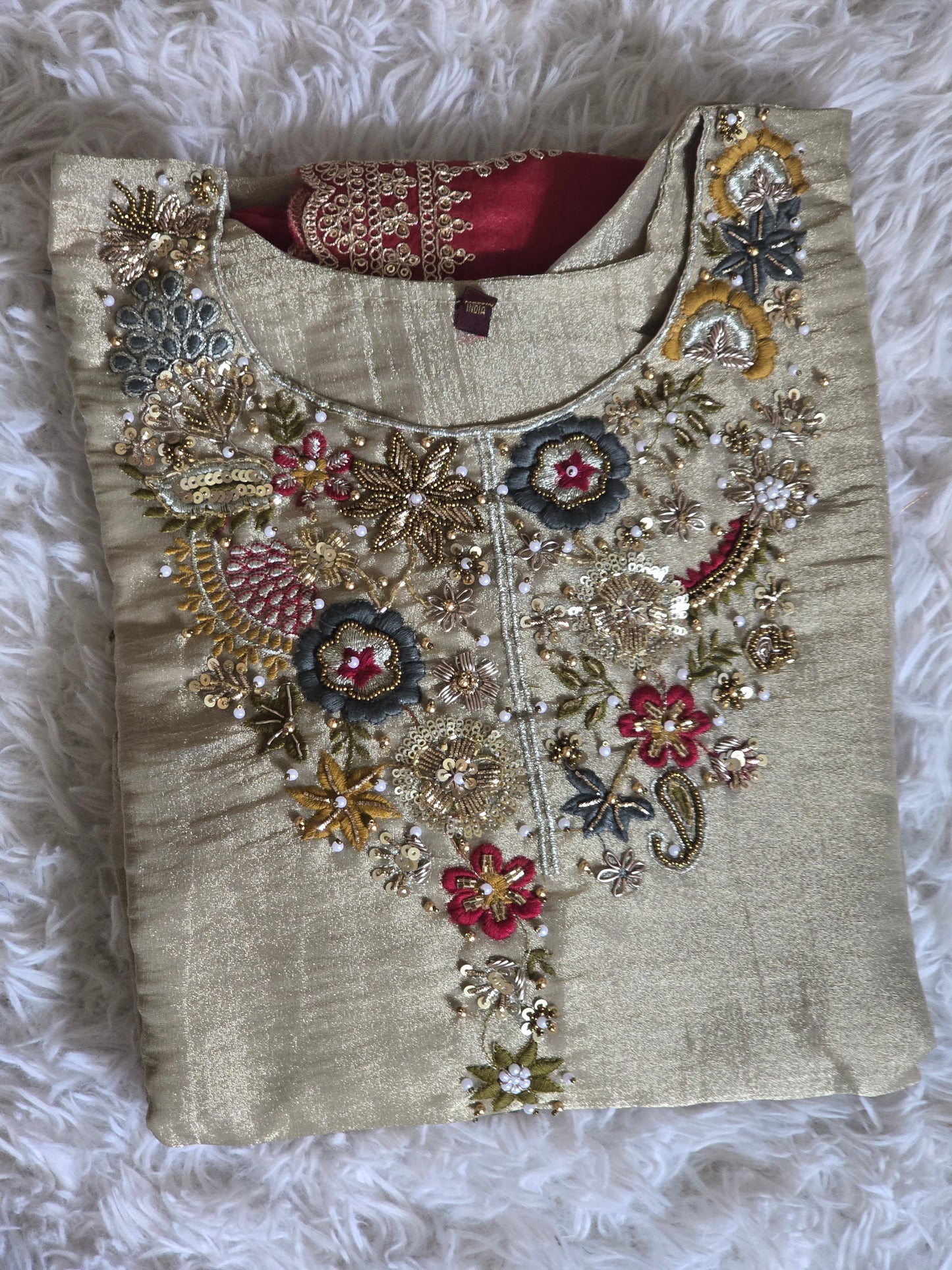 Golden beige 3 pc salwar suit set