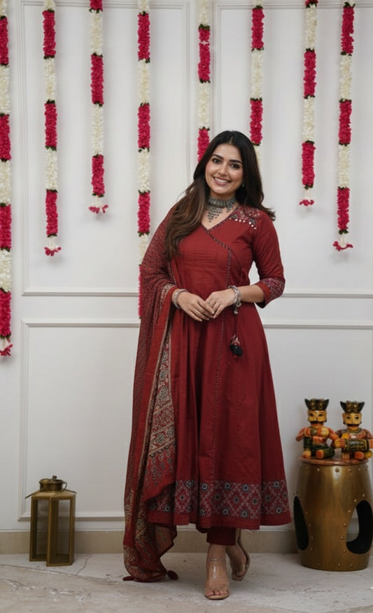 Cotton 3 pc salwar suit with duplex pant set