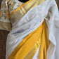Premium cotton kerala saree duel tone- stitched printed blouse