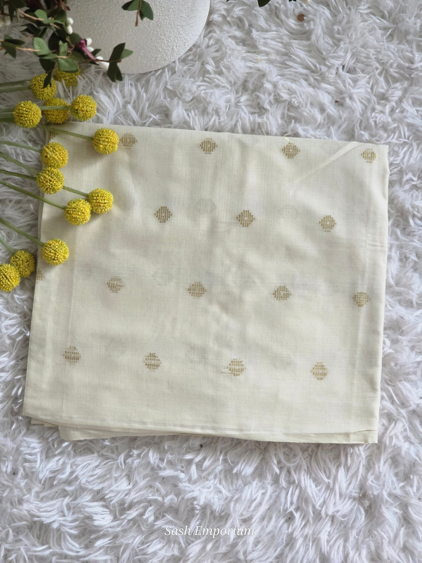 Cotton set saree with gold design
