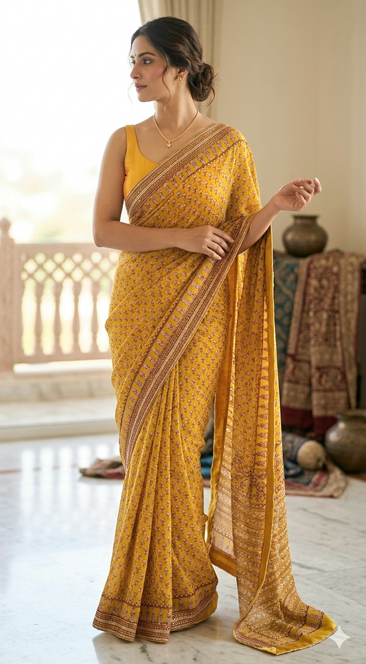 Pure georgette designer saree with blouse