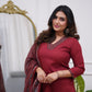 Cotton 3 pc salwar suit with V neck