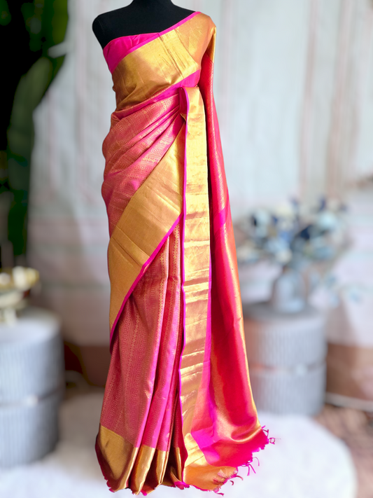 Pure kancheepuram brocade saree with blouse pc
