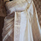 Semi tissue silk saree qith floral design- stitched blouse size 32-38