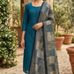 Semi raw silk 3pc salwar suit set(blue)