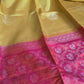 Kancheepuram soft silk saree with yellow- orange combo