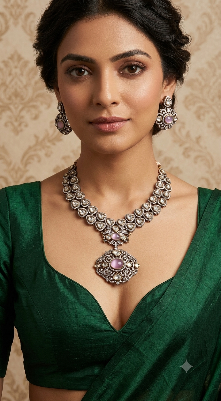 Kundan necklace with earrings
