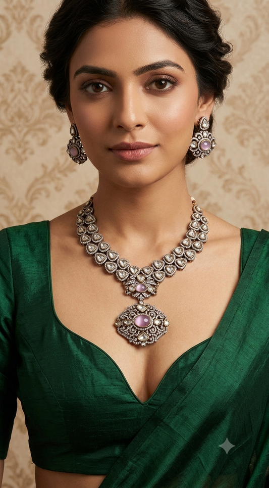 Kundan necklace with earrings