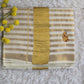 Cotton set saree with gold stripes and design