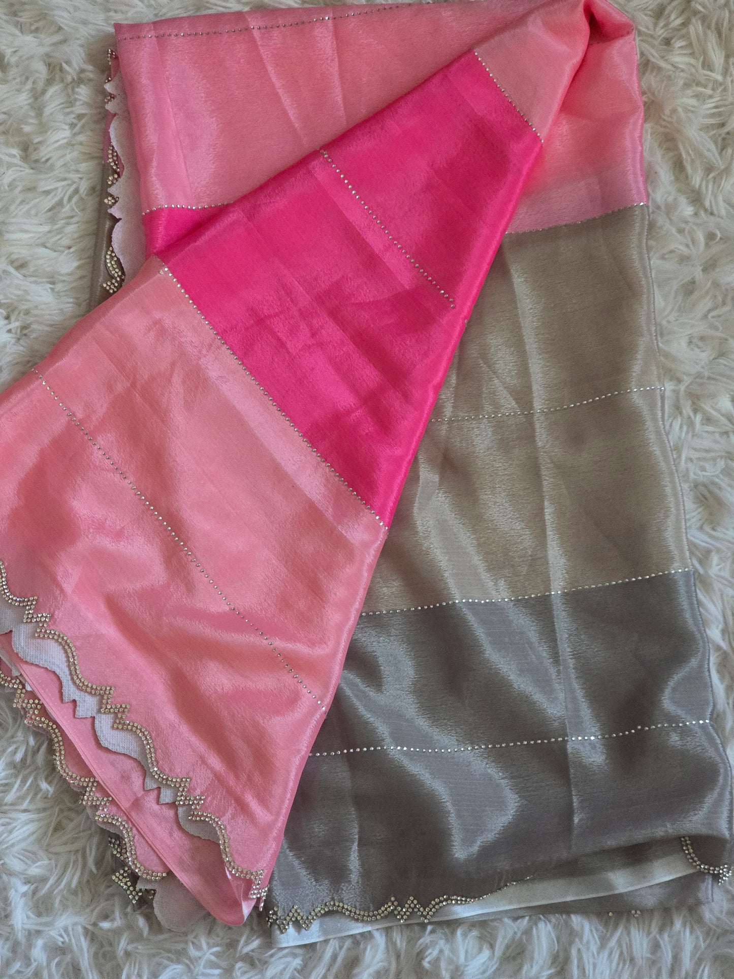 Chiffon saree with stone work- multi color shade- No Bp