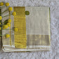 Tissue set saree with green polka dots(duel shade)