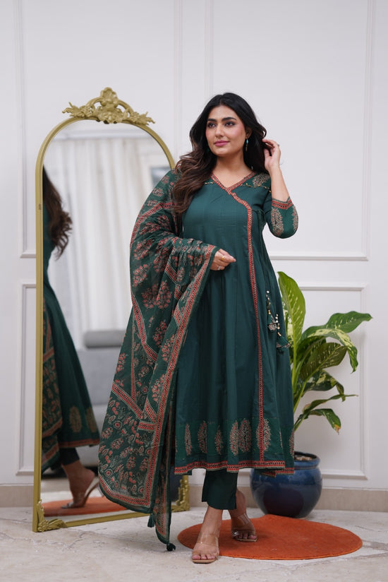 Cotton 3 pc salwar suit set duplex pant style