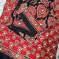 Modal silk saree with mirror work(glued)- stitched blouse